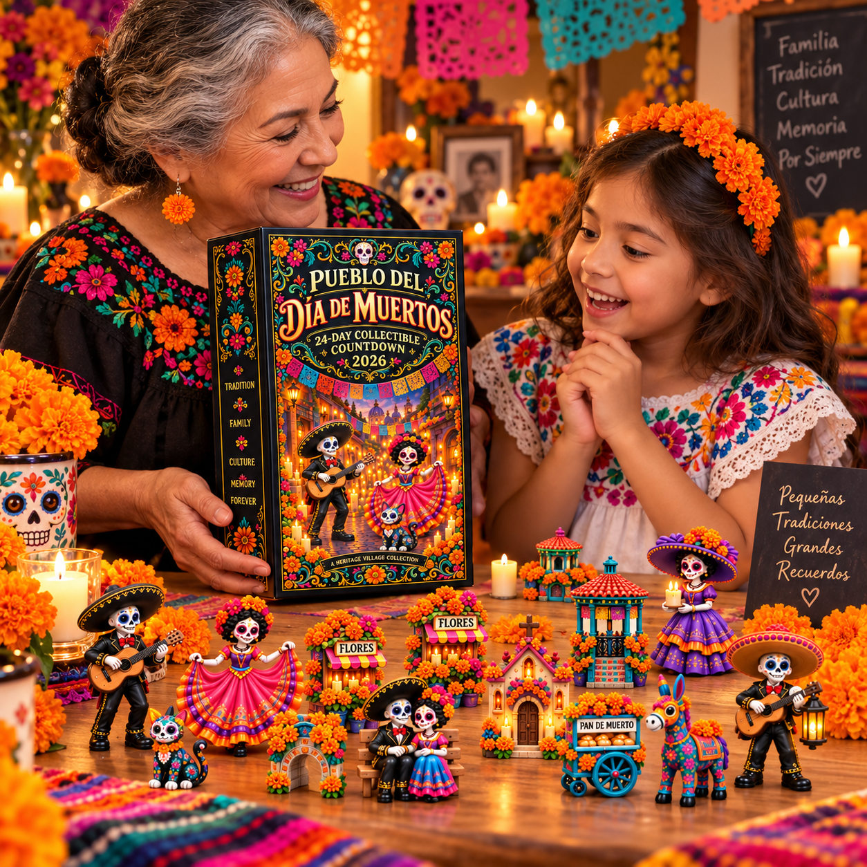 Family display scene featuring the countdown calendar