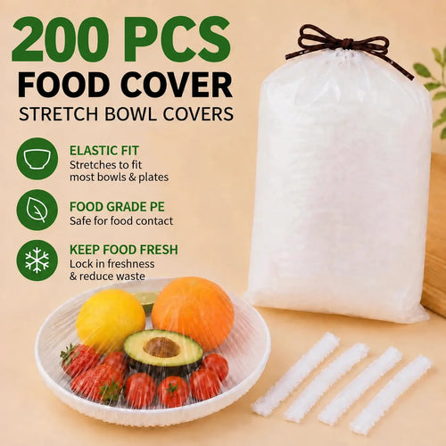ROLOOF Disposable Stretch Food Covers — 200 Pack