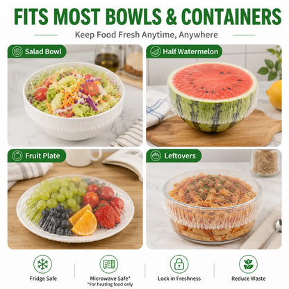 ROLOOF Disposable Stretch Food Covers — 200 Pack