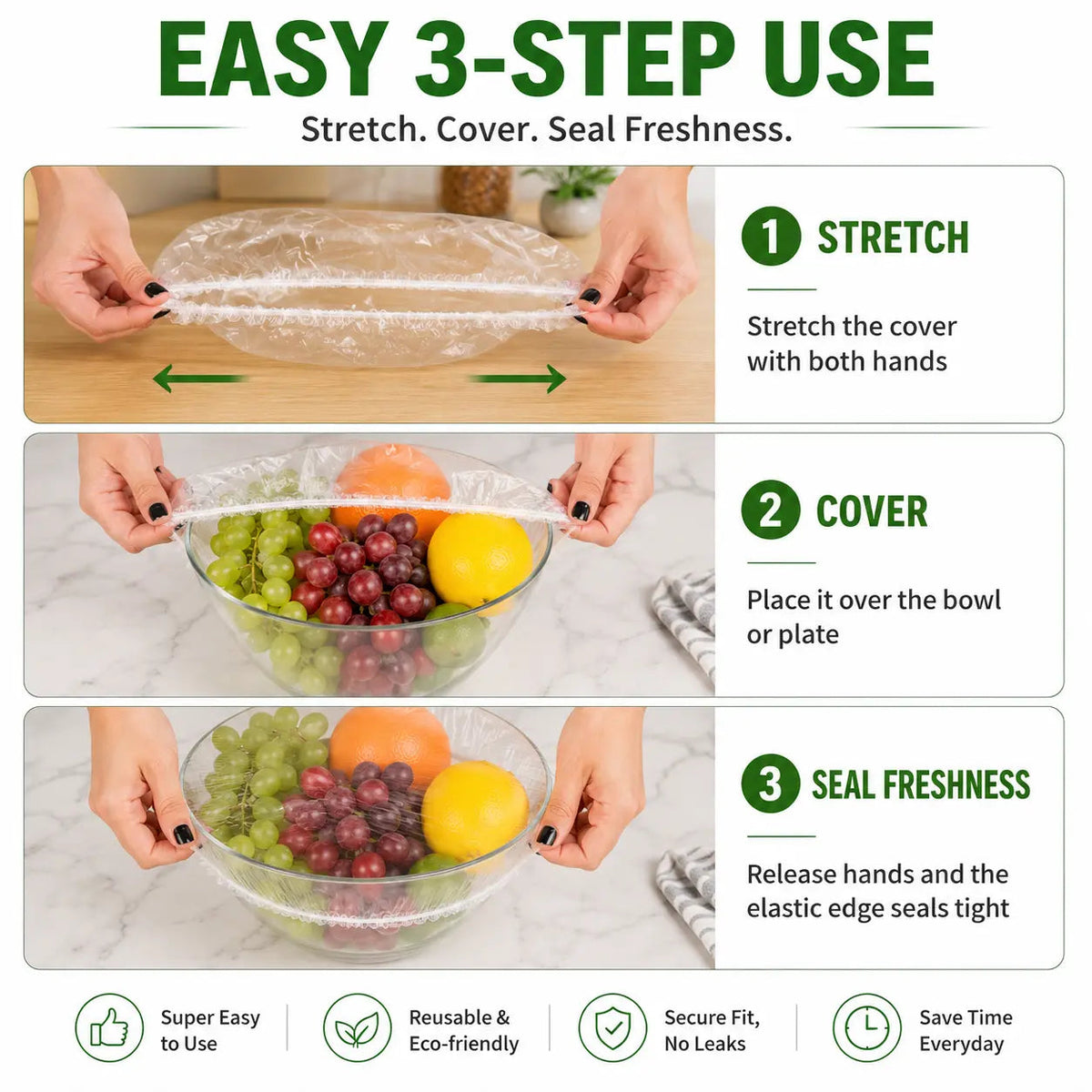 ROLOOF Disposable Stretch Food Covers — 200 Pack