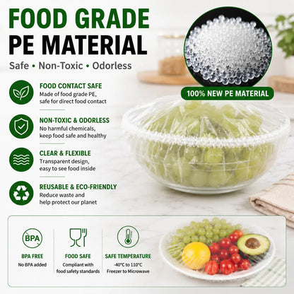 ROLOOF Disposable Stretch Food Covers — 200 Pack