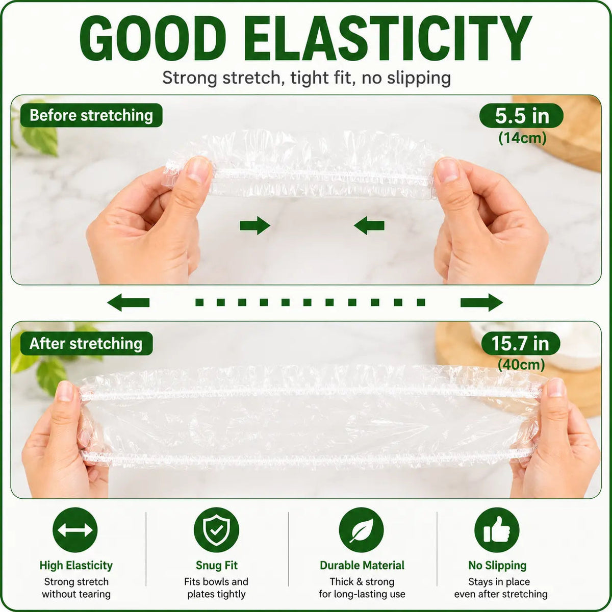ROLOOF Disposable Stretch Food Covers — 200 Pack