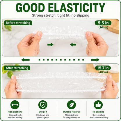 ROLOOF Disposable Stretch Food Covers — 200 Pack