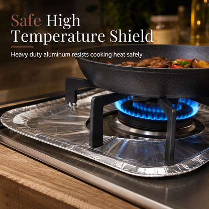 ⏳Buy one get one free for a limited time⏰50 Pack Heavy Duty Foil Gas Stove Burner Liners For Easy Cleaning And Spill Protection 🍳