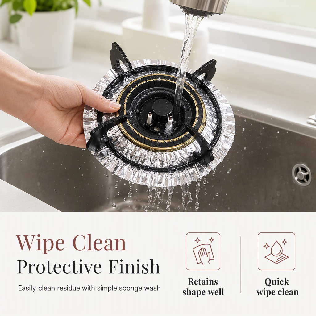 ⏳Buy one get one free for a limited time⏰50 Pack Heavy Duty Foil Gas Stove Burner Liners For Easy Cleaning And Spill Protection 🍳