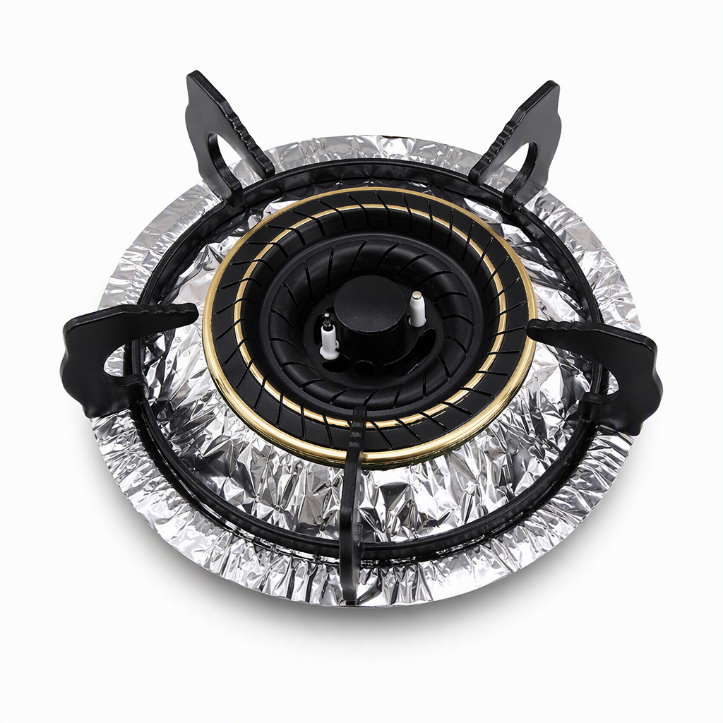 ⏳Buy one get one free for a limited time⏰50 Pack Heavy Duty Foil Gas Stove Burner Liners For Easy Cleaning And Spill Protection 🍳