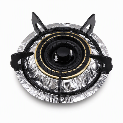 ⏳Buy one get one free for a limited time⏰50 Pack Heavy Duty Foil Gas Stove Burner Liners For Easy Cleaning And Spill Protection 🍳